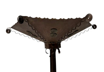 Art Deco Patinated Wrought Iron Floor Lamp, 1930s